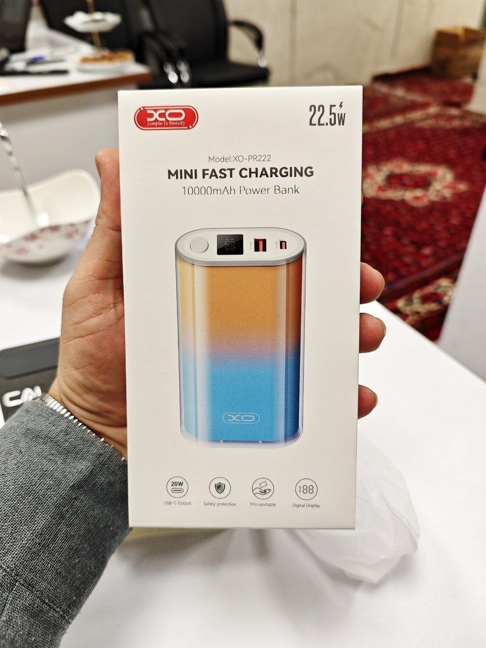 پاوربانک XO مدل PR222 ده هزار فست شارژ  سایز مینی و سبک و زیبا