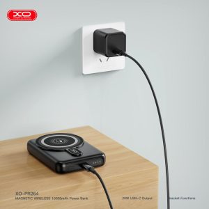 پاوربانک مگنتیک بی‌سیم XO-PR264 | ظرفیت ۱۰۰۰۰mAh، شارژ سریع ۲۰W PD و MagSafe