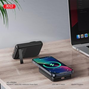 پاوربانک مگنتیک بی‌سیم XO-PR264 | ظرفیت ۱۰۰۰۰mAh، شارژ سریع ۲۰W PD و MagSafe