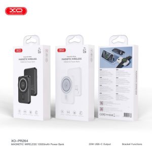 پاوربانک مگنتیک بی‌سیم XO-PR264 | ظرفیت ۱۰۰۰۰mAh، شارژ سریع ۲۰W PD و MagSafe