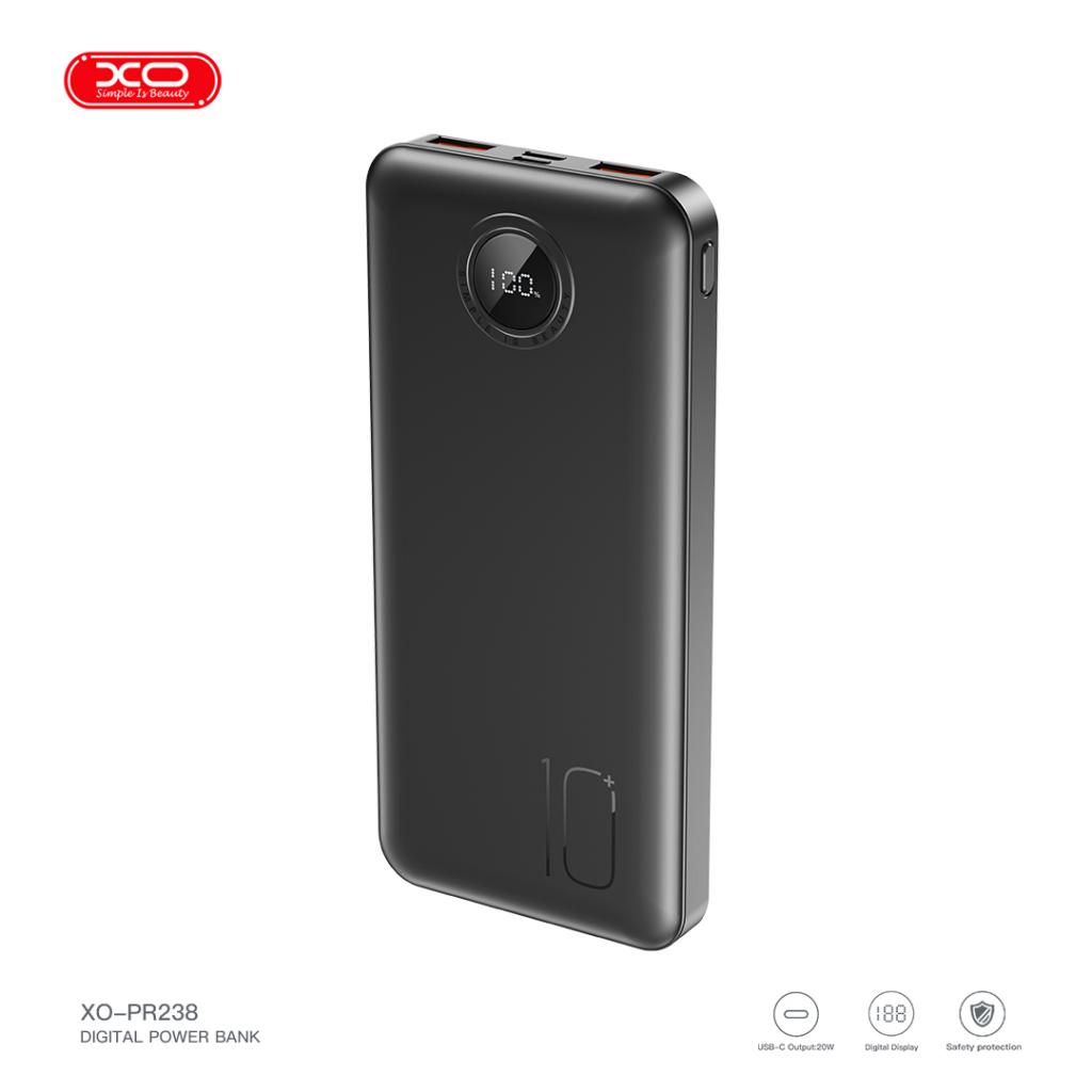 پاوربانک فست شارژ XO-PR238 | ظرفیت ۱۰۰۰۰mAh، توان ۲۲.۵W و نمایشگر دیجیتال با ضمانت یکساله